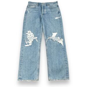 Agolde 90’s Mid Rise Jean Women’s 30 Blue Denim Cotton Loose Baggy Distressed